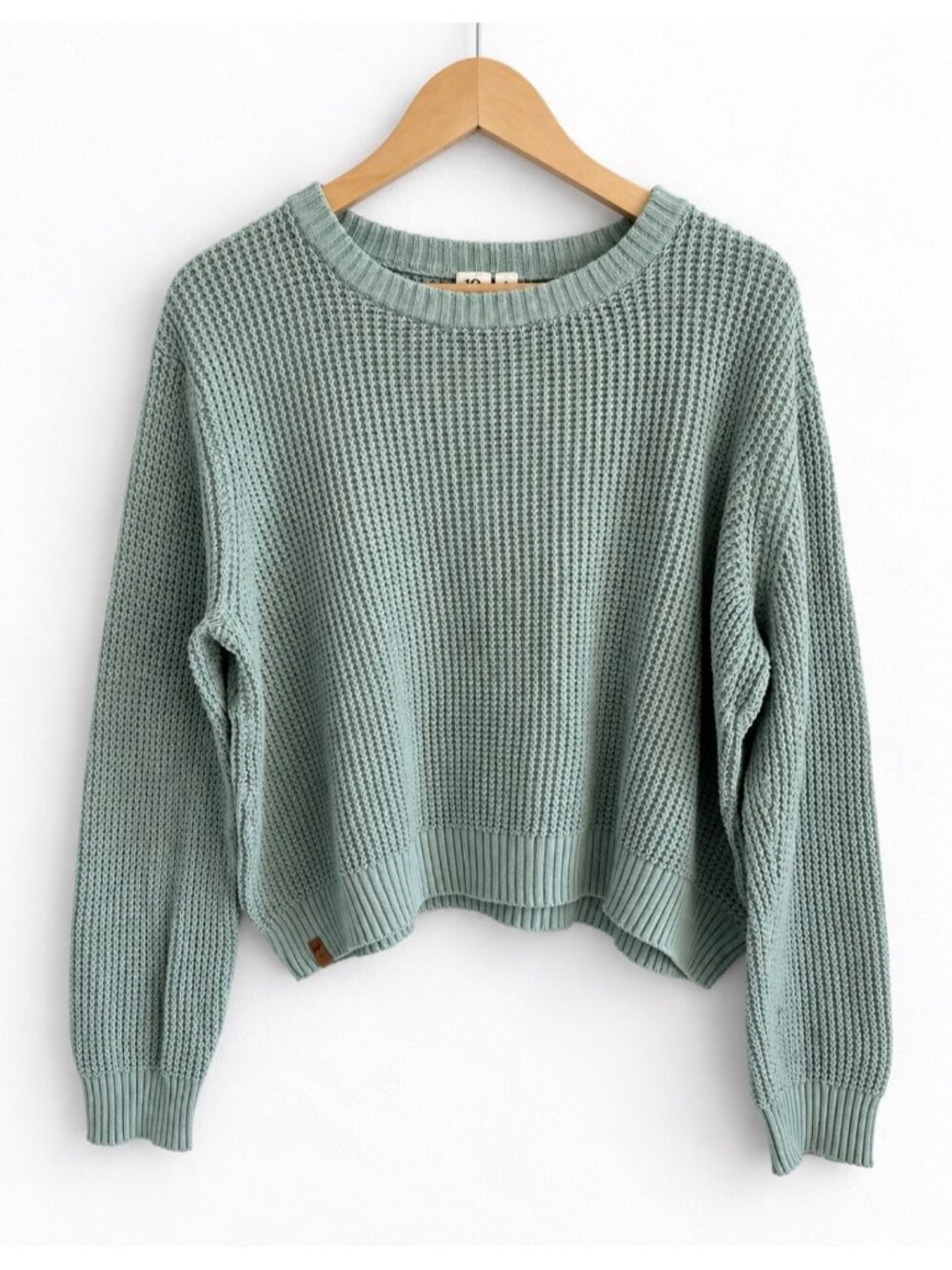Tentree Organic Cotton Chunky Knit Sweater Cozy Minimalist Sage Green Women’s L
